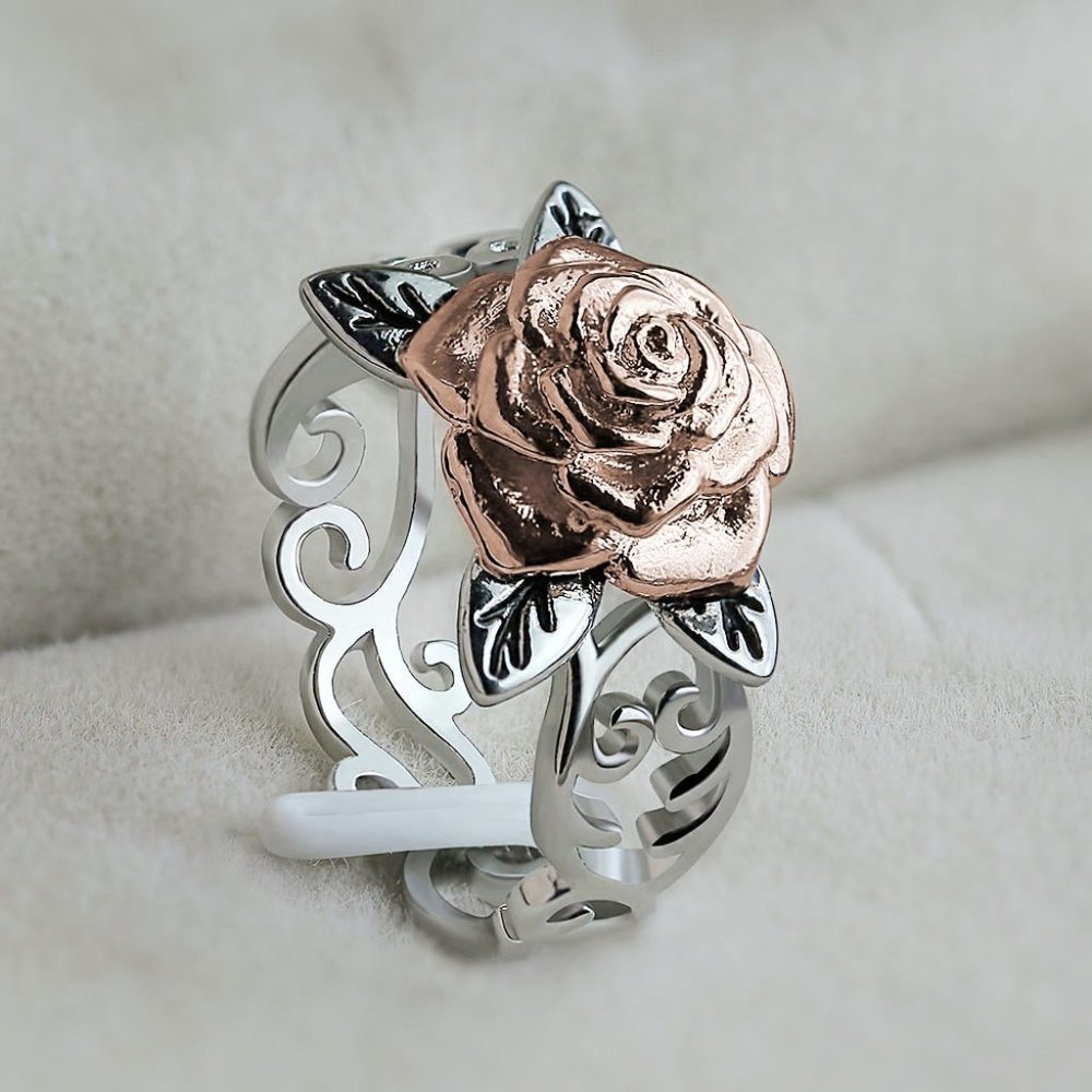 Eternity Flower Hollow Carved Fever Silver Vintage Rings For Women, Evgg1428
